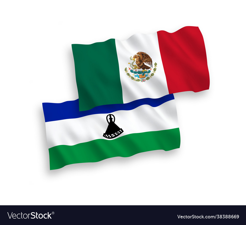 Flags mexico and lesotho on a white background