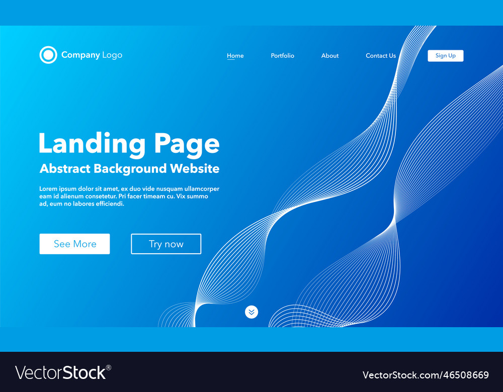 Gradient abstract wave background landing page vector image Gradient abstract wave background landing page