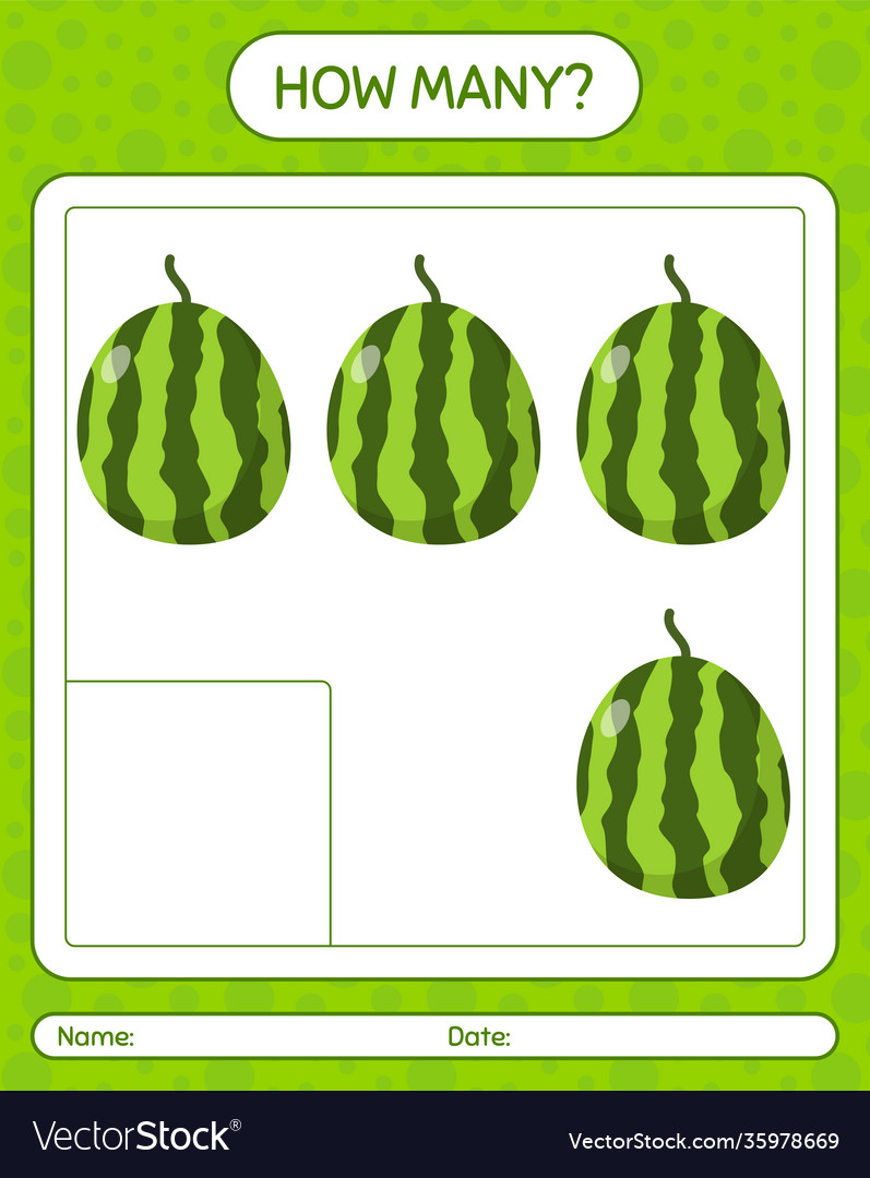 How many counting game with watermelon worksheet