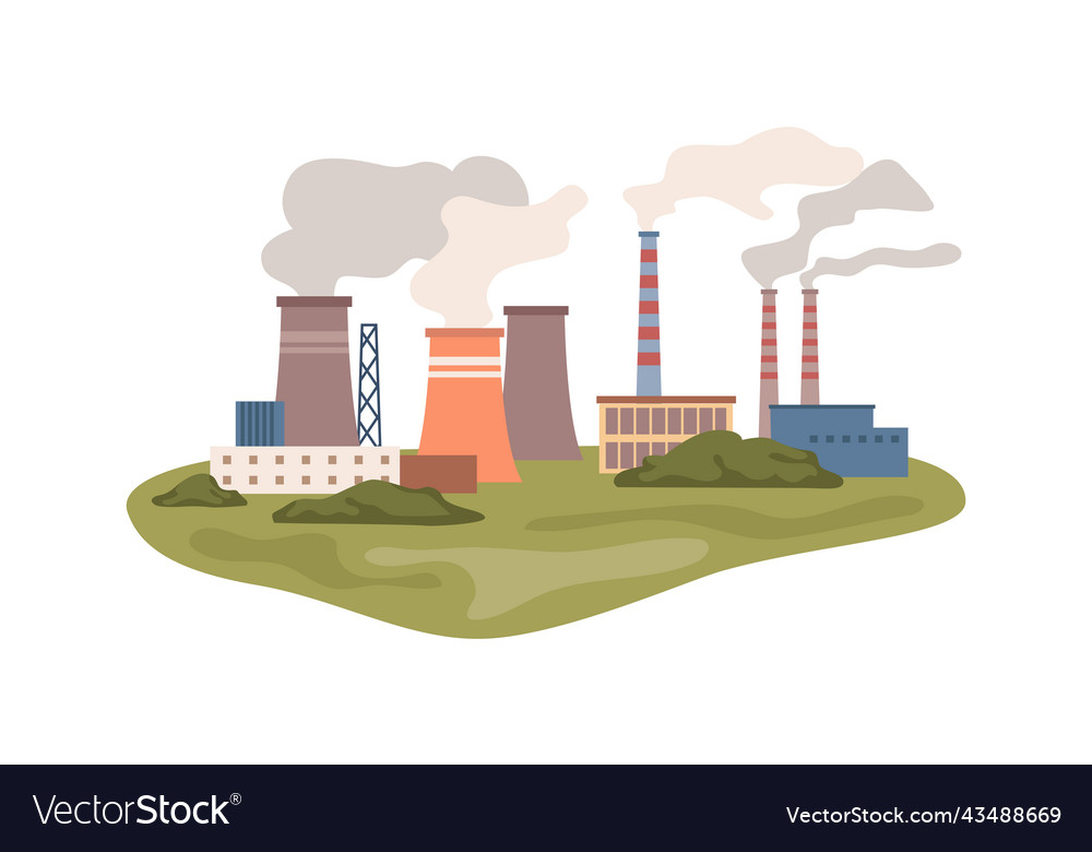 Industrial station nuclear power plant with smog Vector Image