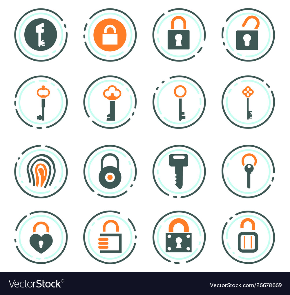 Lock and key icons set
