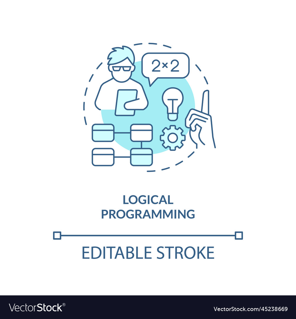 Logical programming turquoise concept icon vector image Logical programming turquoise concept icon