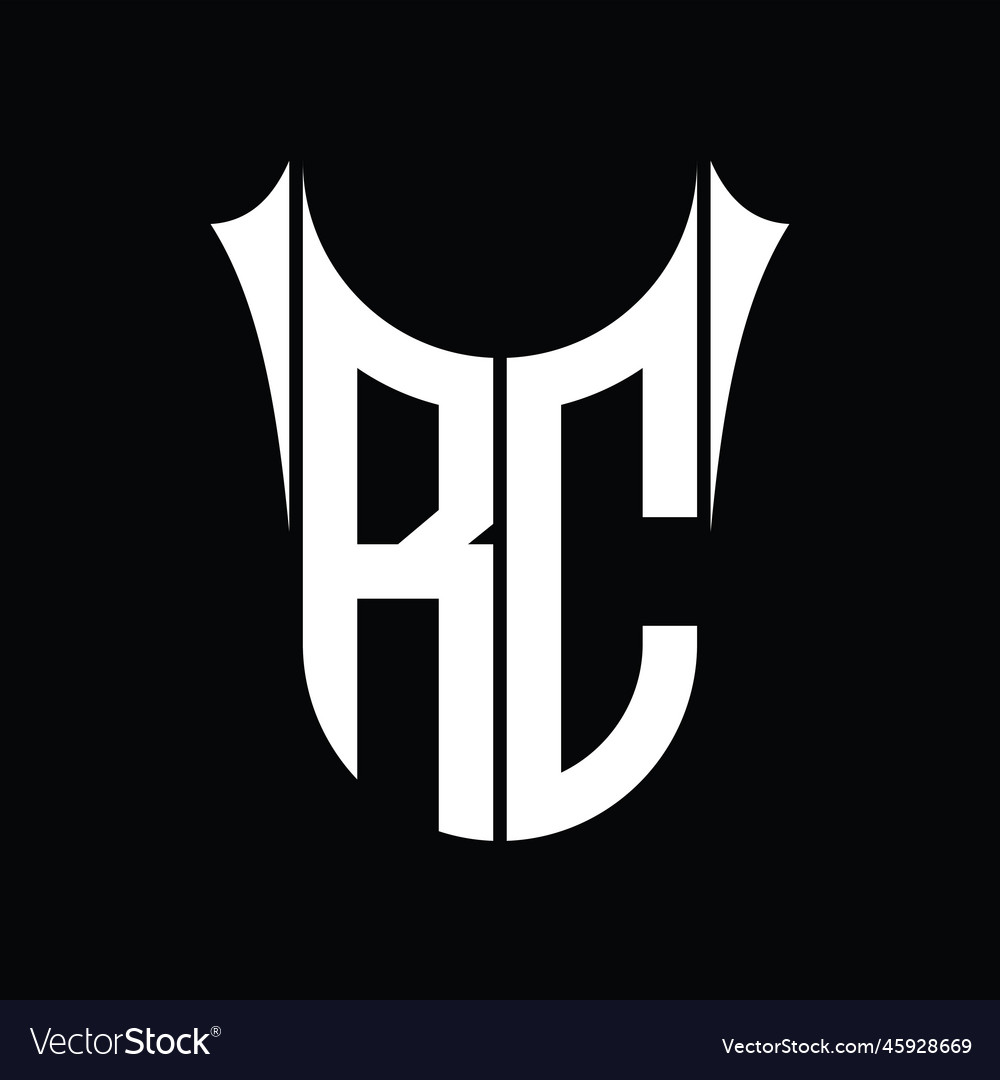 Rc logo monogram shield sharp half round shape Vector Image Rc logo monogram shield sharp half round shape