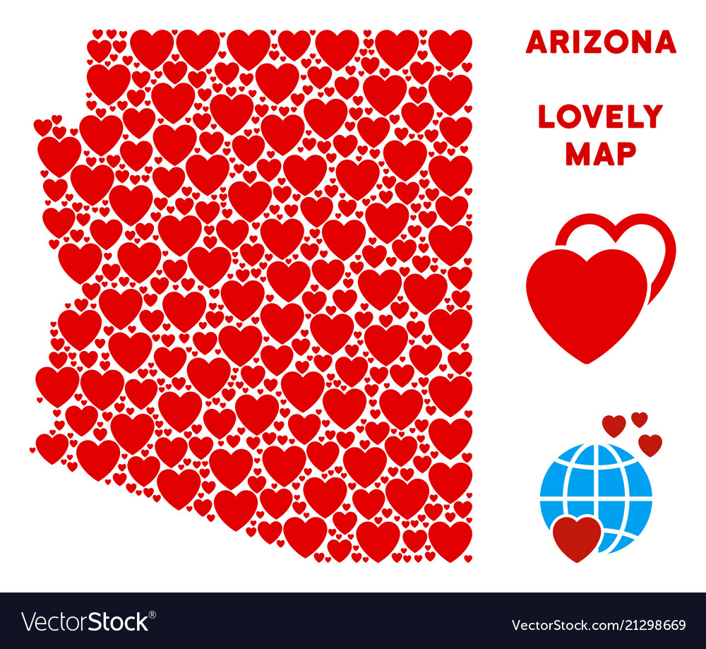 Romantic Arizona State Map Composition Royalty Free Vector 9999