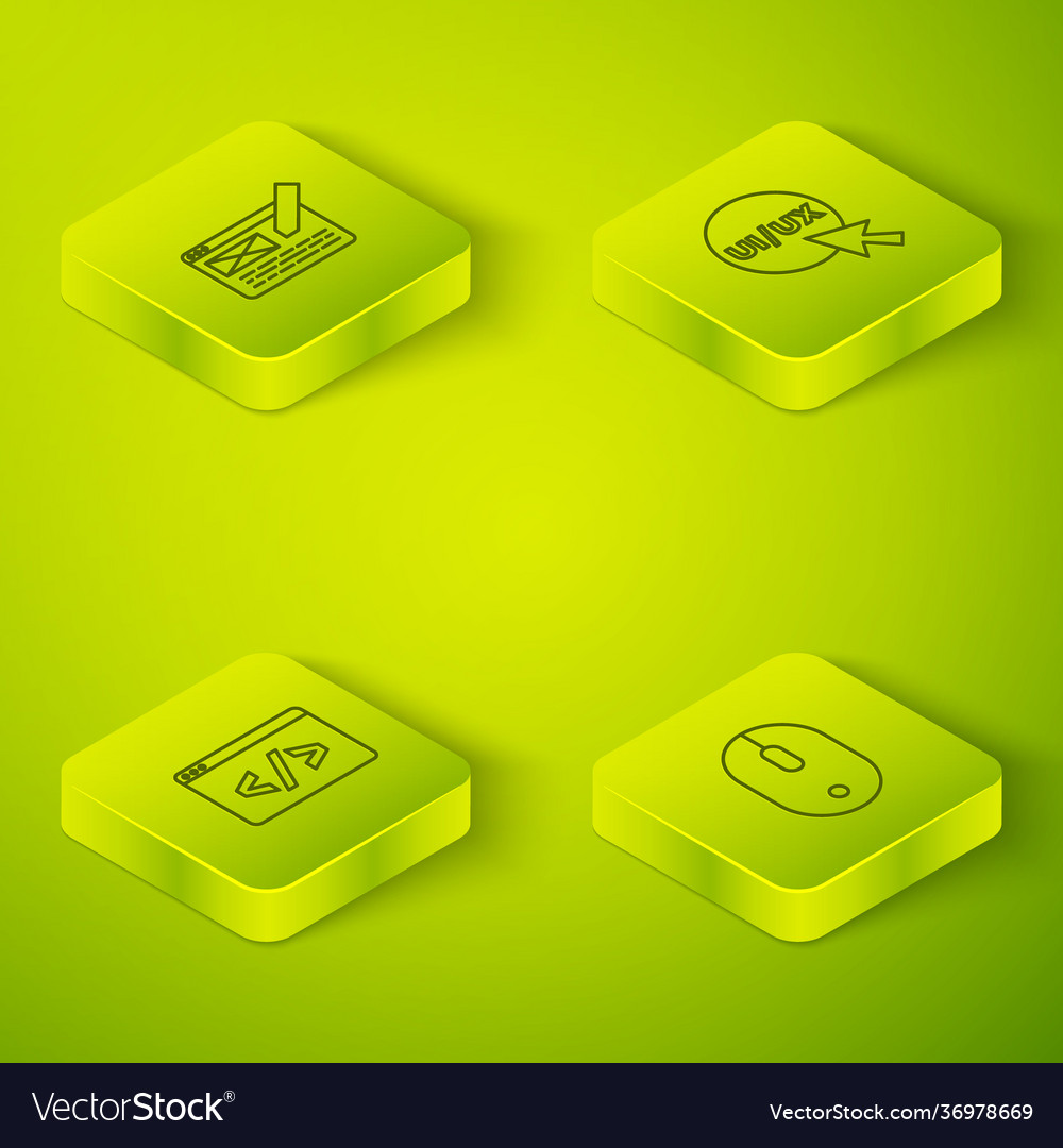 Set isometric line ui or ux design front end vector image Set isometric line ui or ux design front end