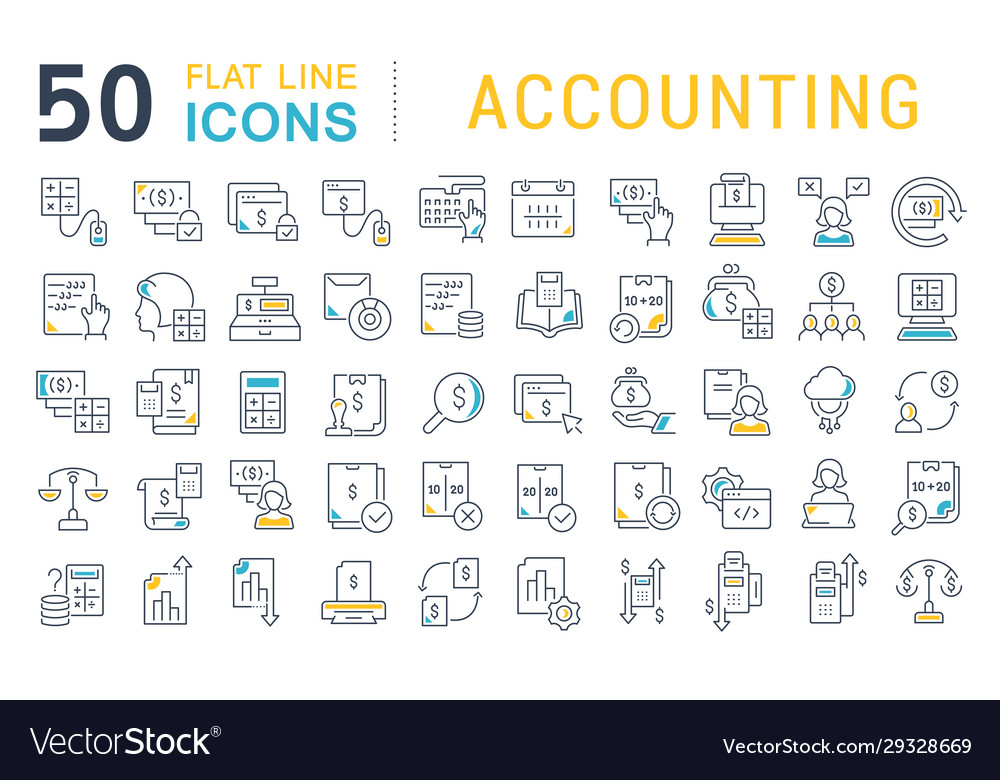 Set line icons accounting Royalty Free Vector Image