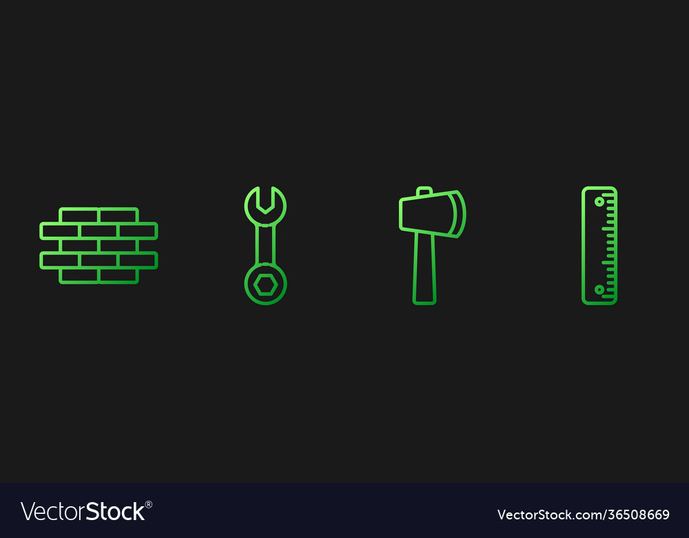 Set line wooden axe bricks wrench spanner