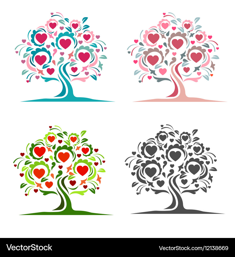 Tree hearts Royalty Free Vector Image - VectorStock