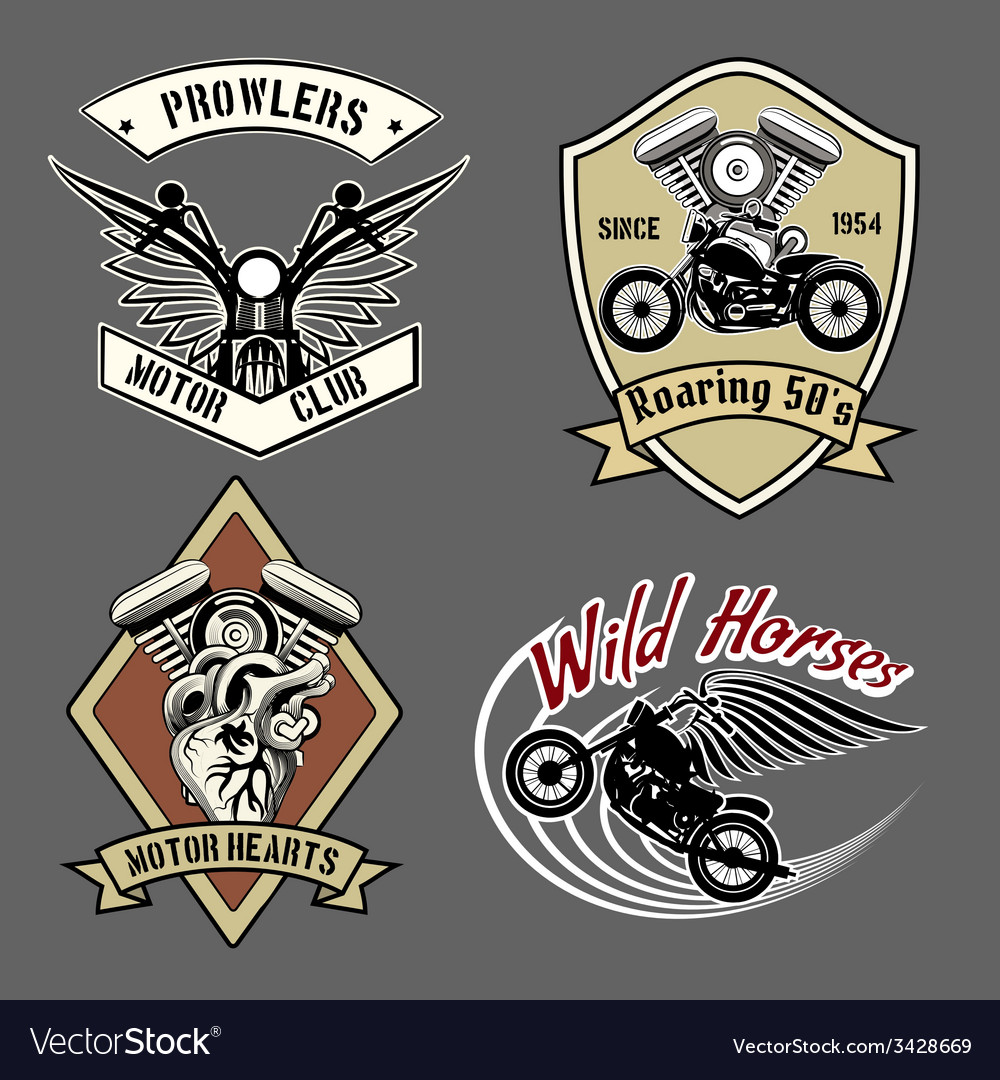 Vintage motorcycle labels Royalty Free Vector Image