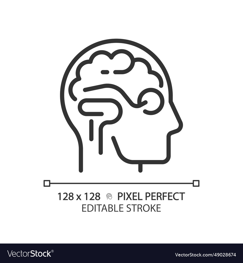 2d customizable simple thin linear black brain vector image 2d customizable simple thin linear black brain