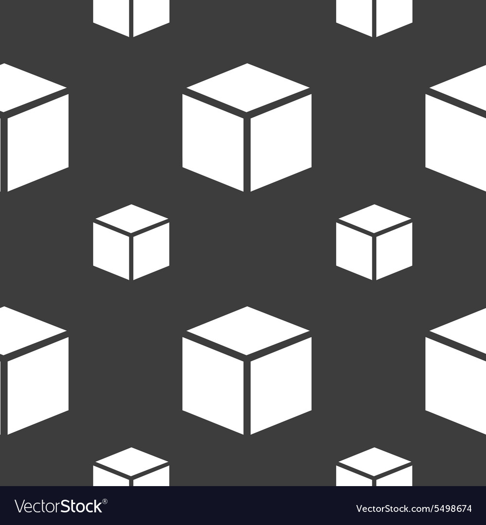 3d cube icon sign seamless pattern on a gray