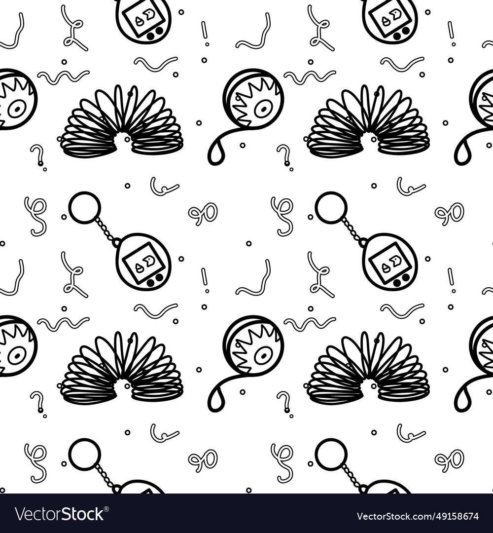 Abstract seamless pattern in 90s style outline Vector Image Abstract seamless pattern in 90s style outline