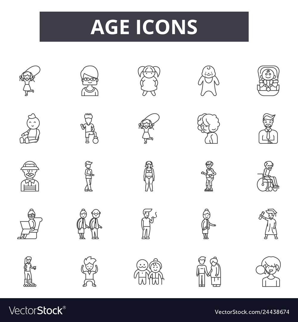 Age line Icons editable Schlaganfallzeichen Konzept