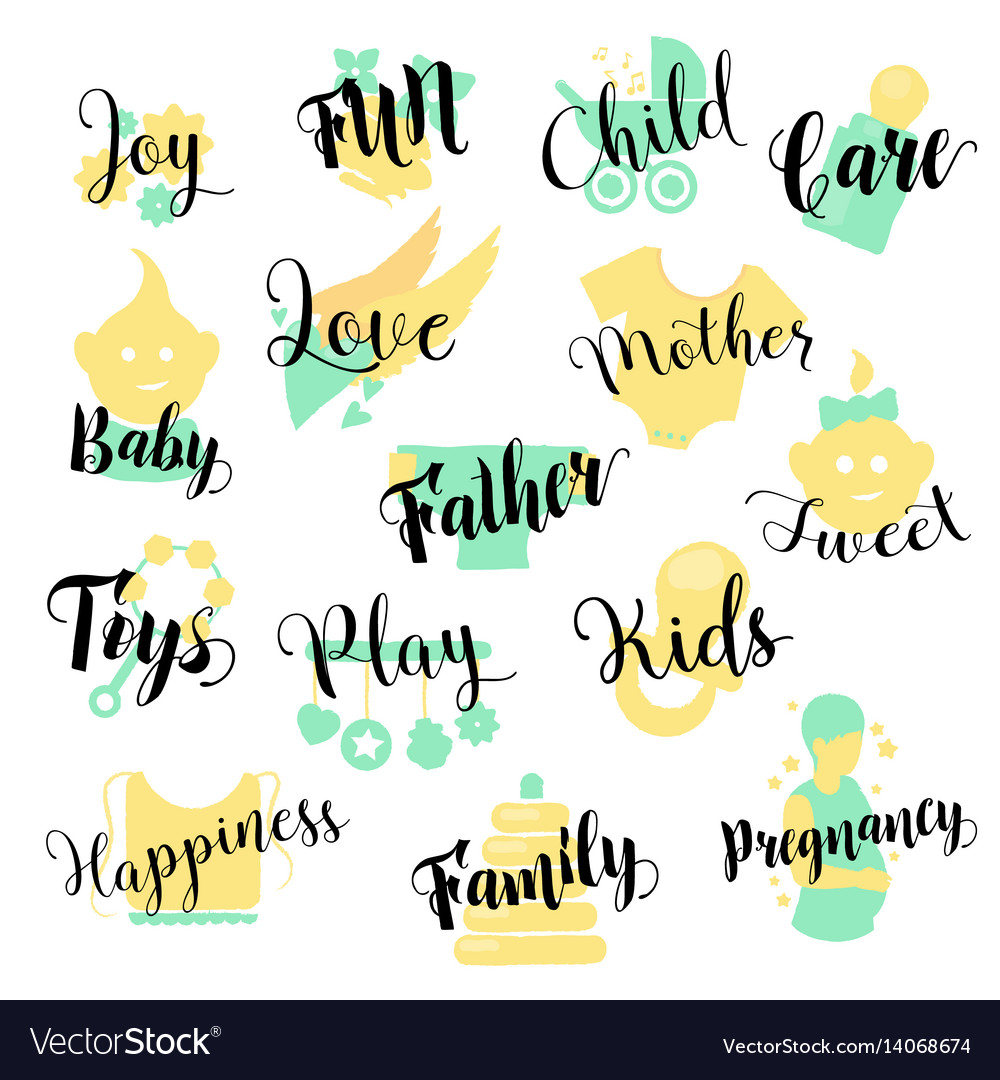 Baby shop hand drawn logo set