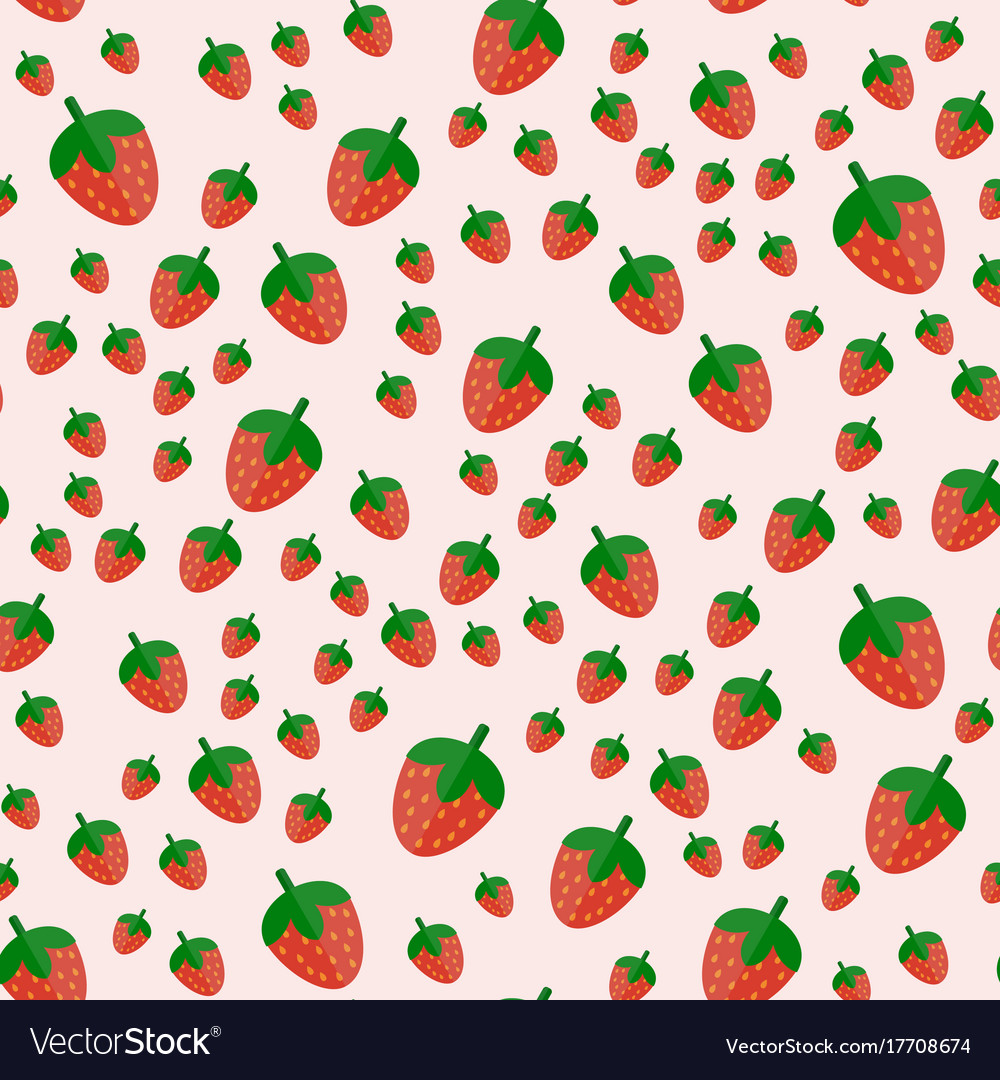 Cartoon fresh strawberry fruits in flat style