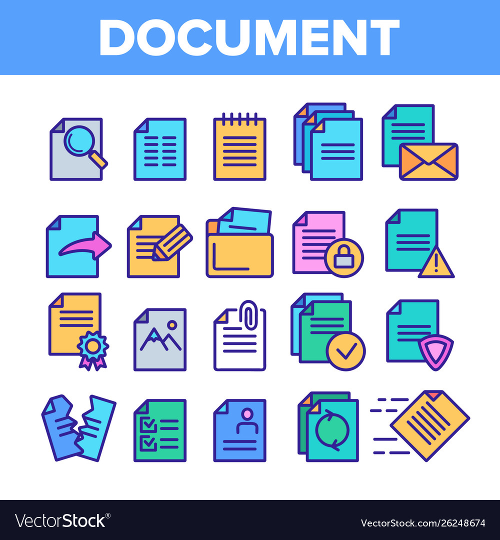 Digital computer documents file linear vector image Digital computer documents file linear