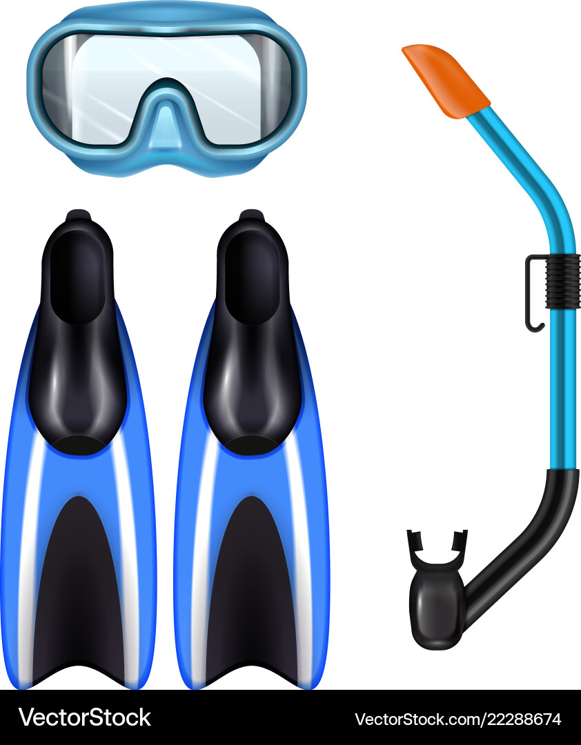 Diving set realistic Royalty Free Vector Image