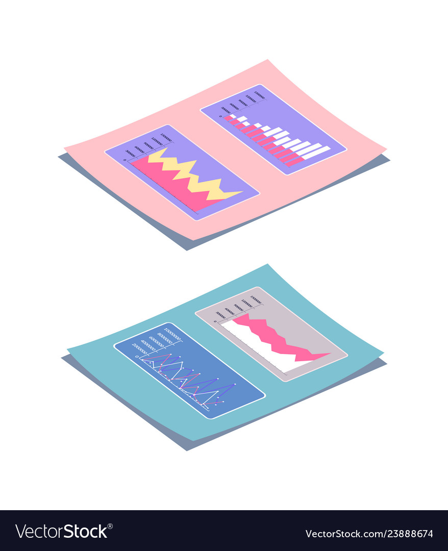 Documentation and reports with graphics table vector image Documentation and reports with graphics table