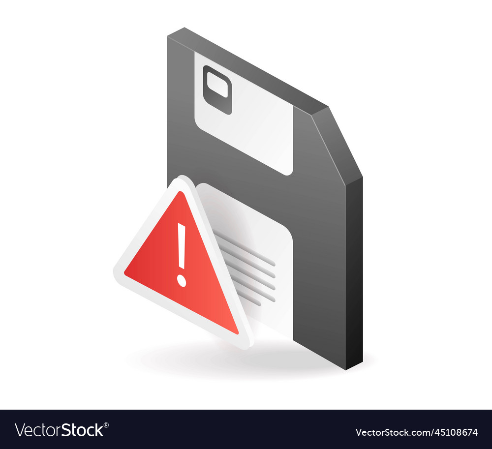 Flat isometric 3d hardware error storage memory vector image Flat isometric 3d hardware error storage memory
