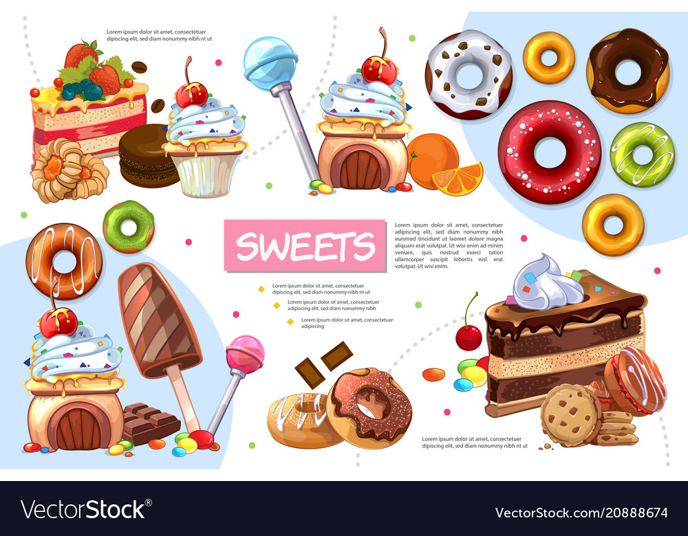 Flat sweet products infographic template Vector Image