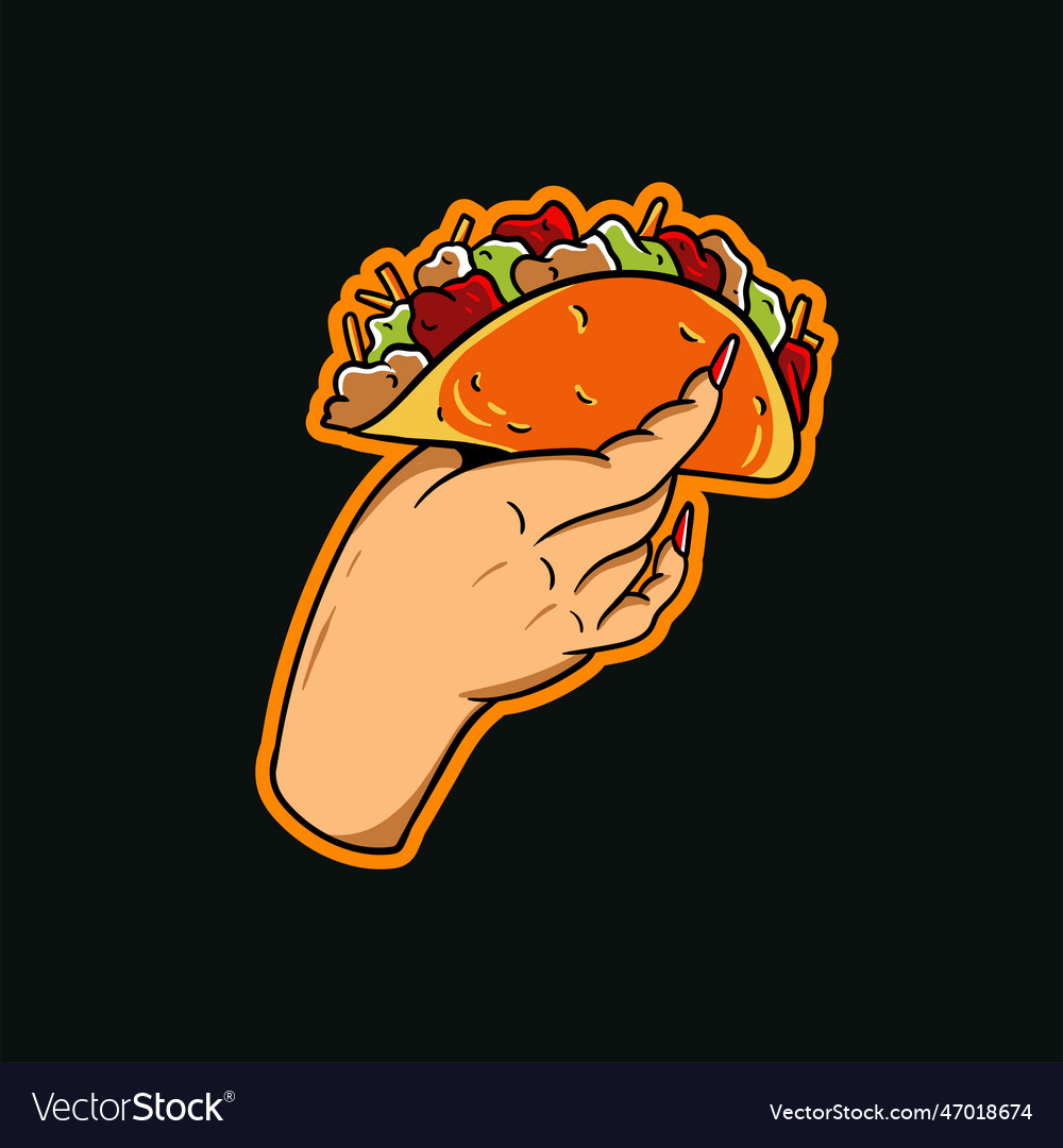 Hand drawn of a holding taco