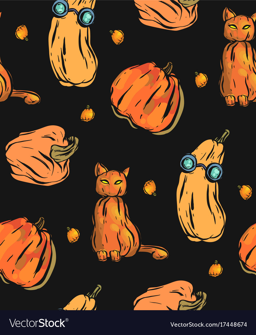 Hand drawn seamless pattern with different