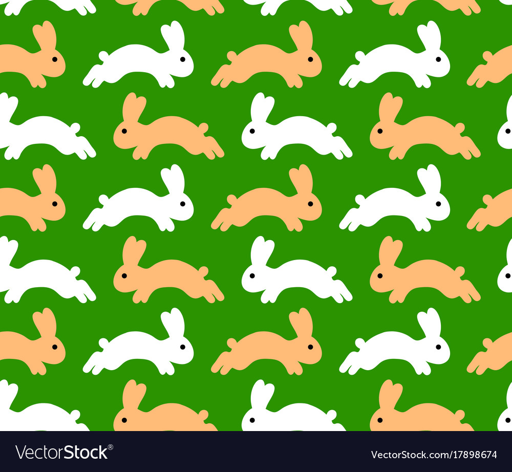 Jumping rabbit seamless pattern