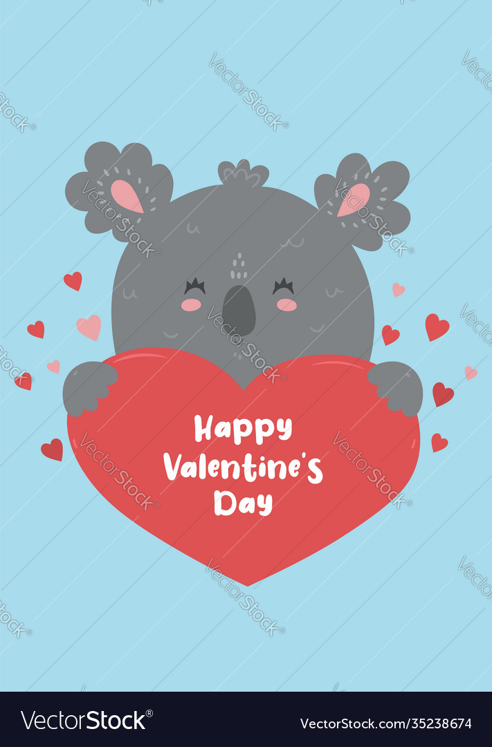 Koala holds a heart valentine s day card Vector Image