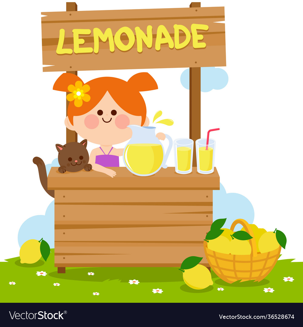 Little girl in a lemonade stand Royalty Free Vector Image