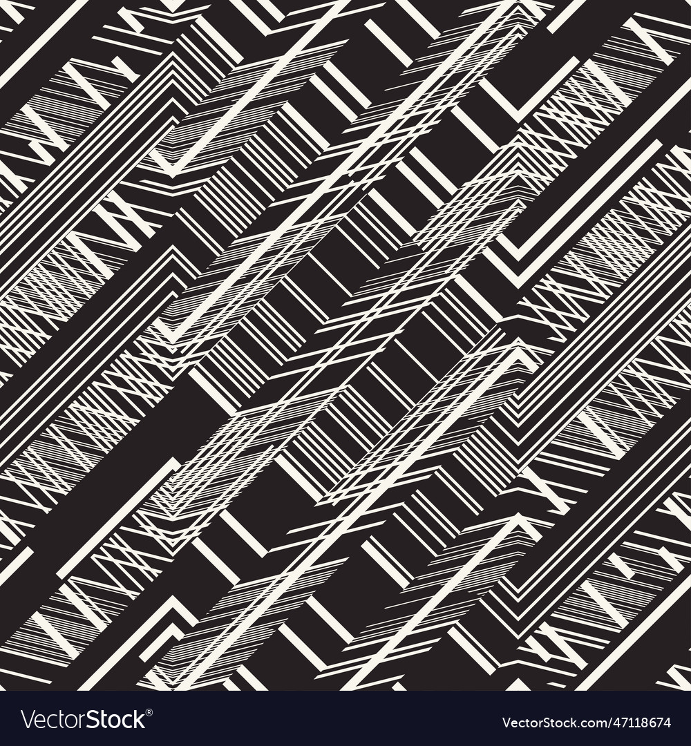 Monochrome glitch effect textured zigzag pattern vector image Monochrome glitch effect textured zigzag pattern