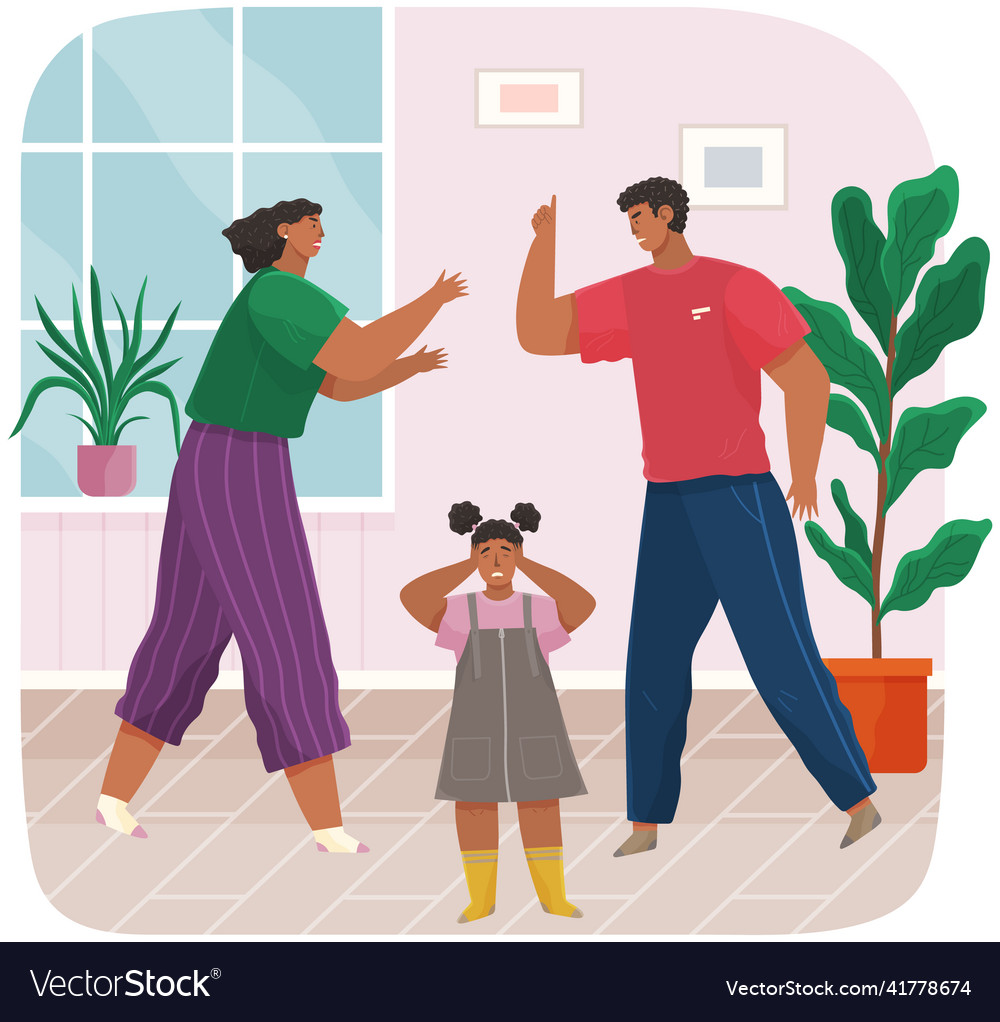 Problems and conflict in family fight arguing Vector Image