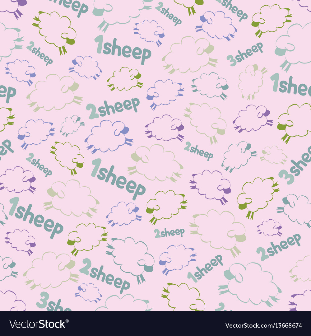 Seamless pattern - counting sheeps on the pink