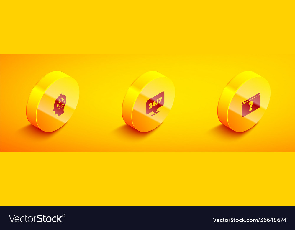 Set isometric support operator in touch clock 24 vector image Set isometric support operator in touch clock 24