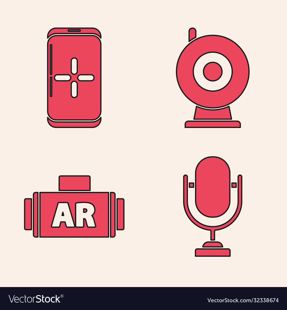 Set microphone smartphone and playing in game vector image Set microphone smartphone and playing in game