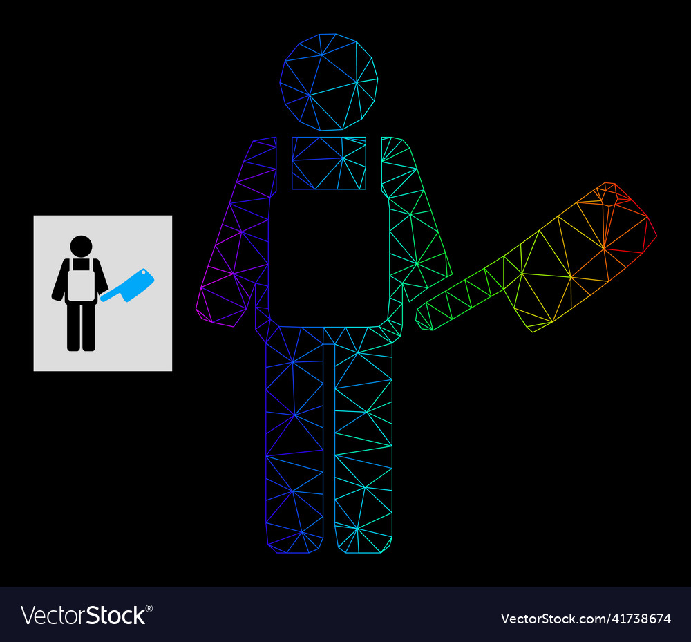 Spectrum gradient polygonal mesh butcher icon