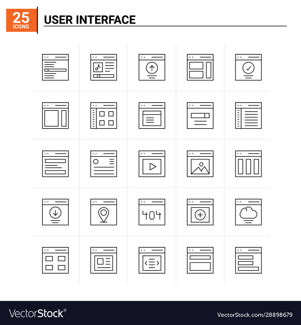 25 user interface icon set background