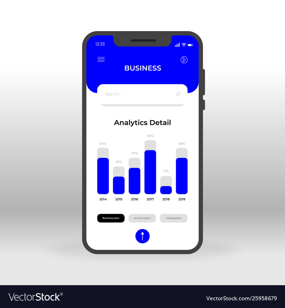 Blue business ui ux gui screen for mobile apps vector image Blue business ui ux gui screen for mobile apps
