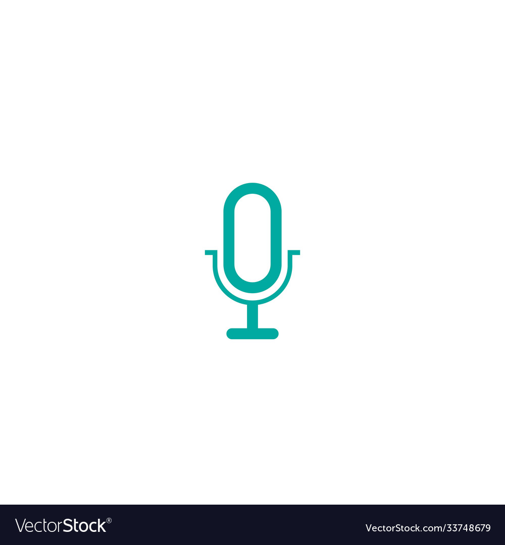Blue line microphone icon linear button
