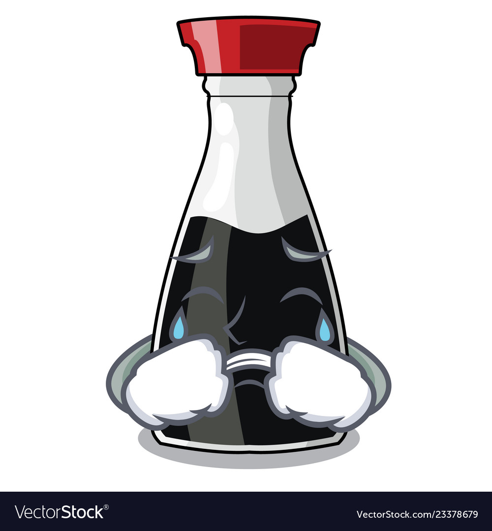 Crying soy sauce bottle in cartoon shape Vector Image