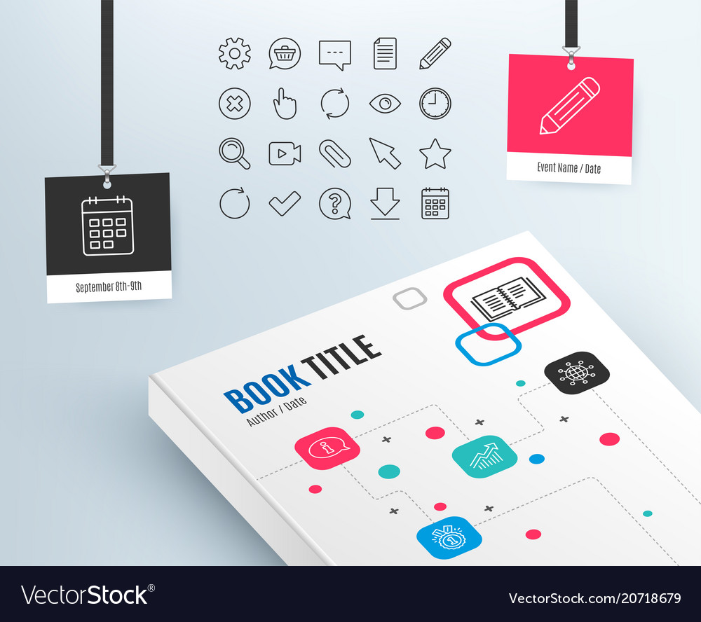 Document time and calendar line icons question vector image Document time and calendar line icons question