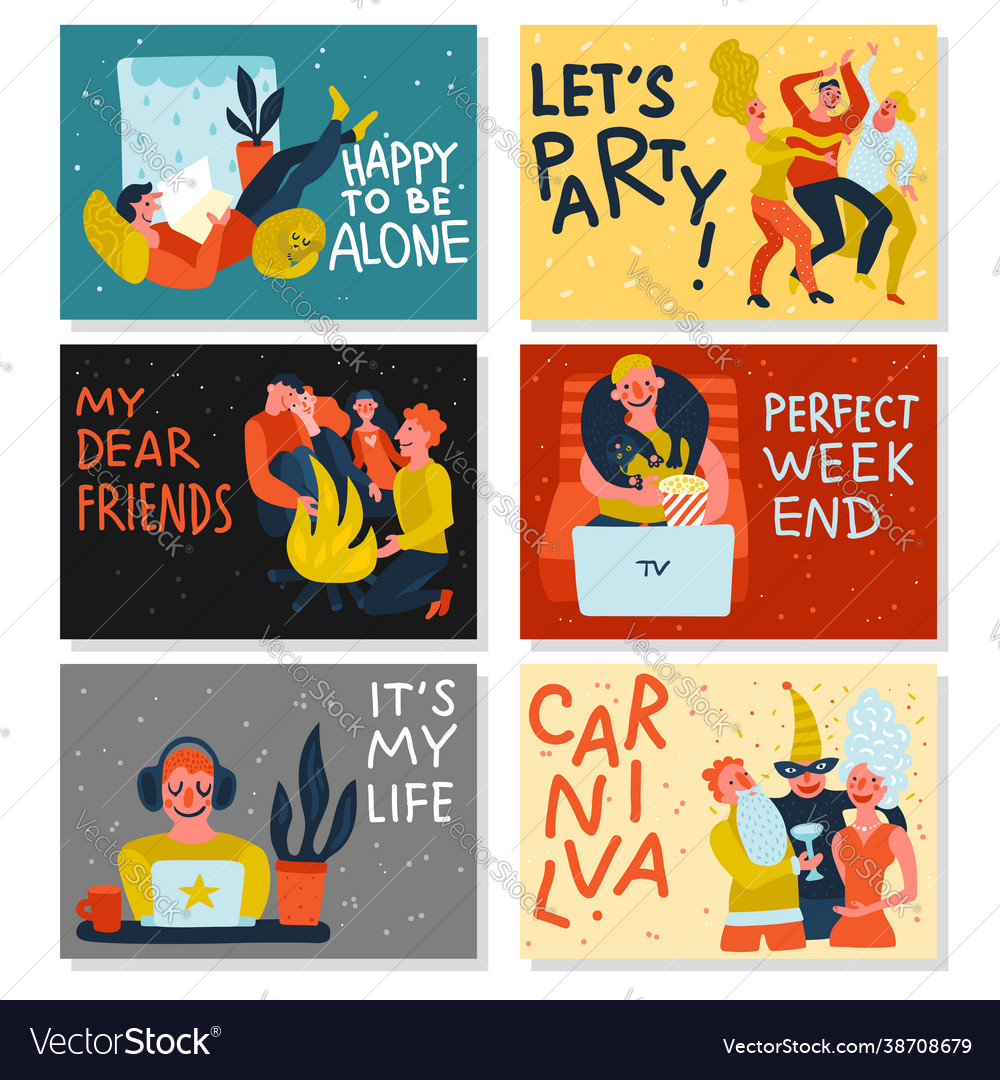Extraversion introversion horizontal cards vector image Extraversion introversion horizontal cards