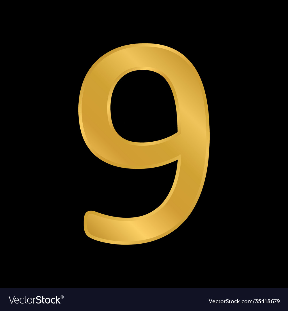 Gold number nine symbol