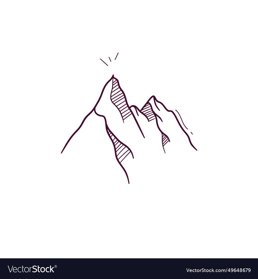 Hand drawn of mountain icon doodle sketch