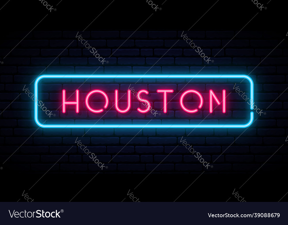 Houston neon signboard glowing banner