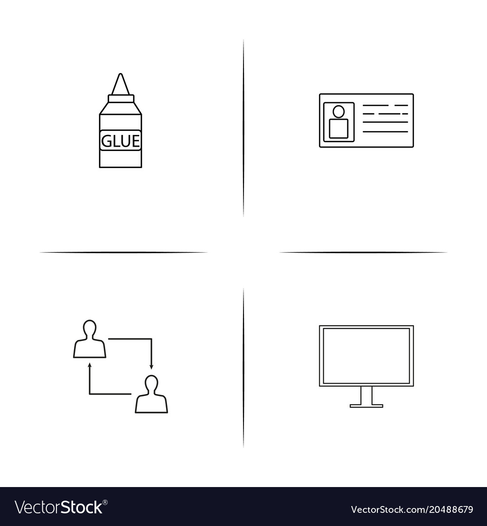 Office simple linear icons set outlined