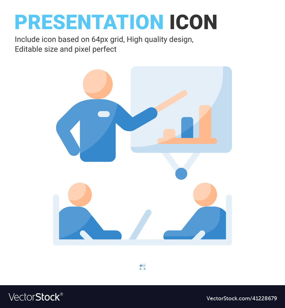Presentation icon with flat color style isolated