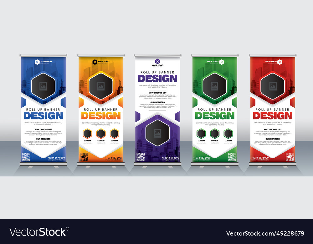Print ready roll up banner design set Vector Image Print ready roll up banner design set