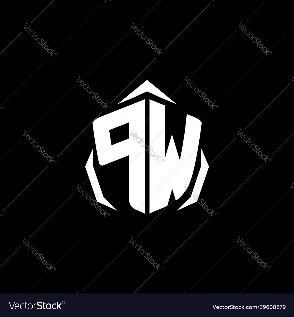 Pw monogram shield shape style