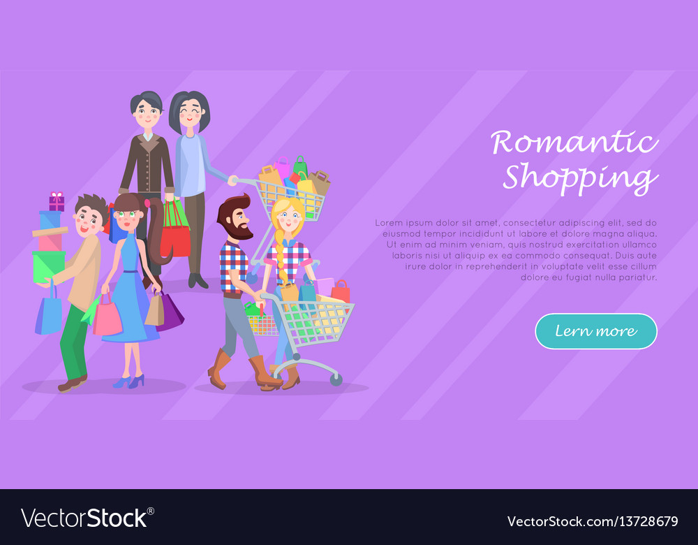 Romantic shopping cartoon flat concept