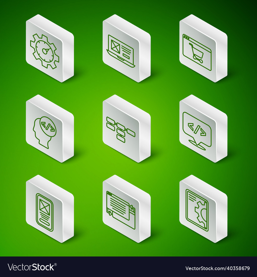 Set line web development ui or ux design website vector image Set line web development ui or ux design website